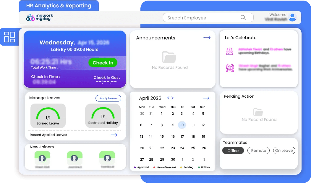 MyWorkMyDay HR analytics and reporting dashboard